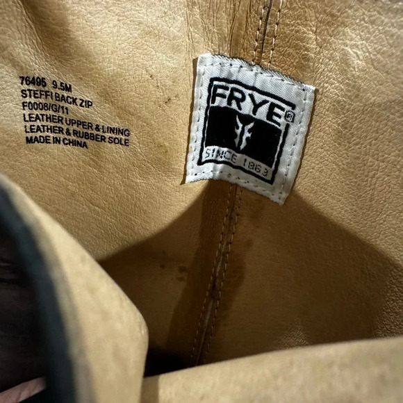 Frye Steffi Back Zip Knee High Gray Leather Boot with Kitten Heel. - Picture 6 of 8